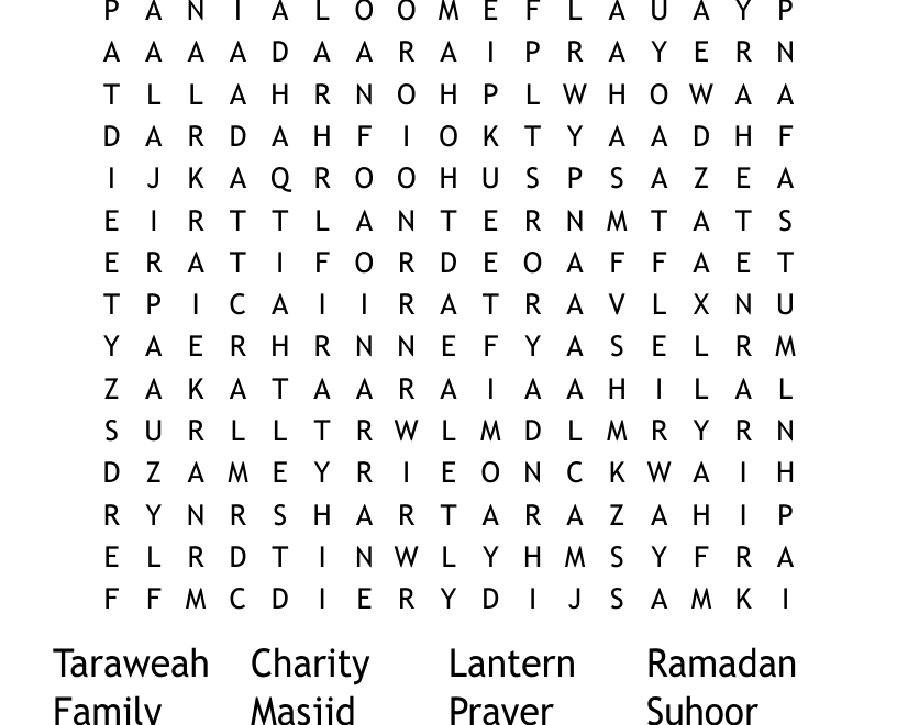 Ramadan Word Search WordMint