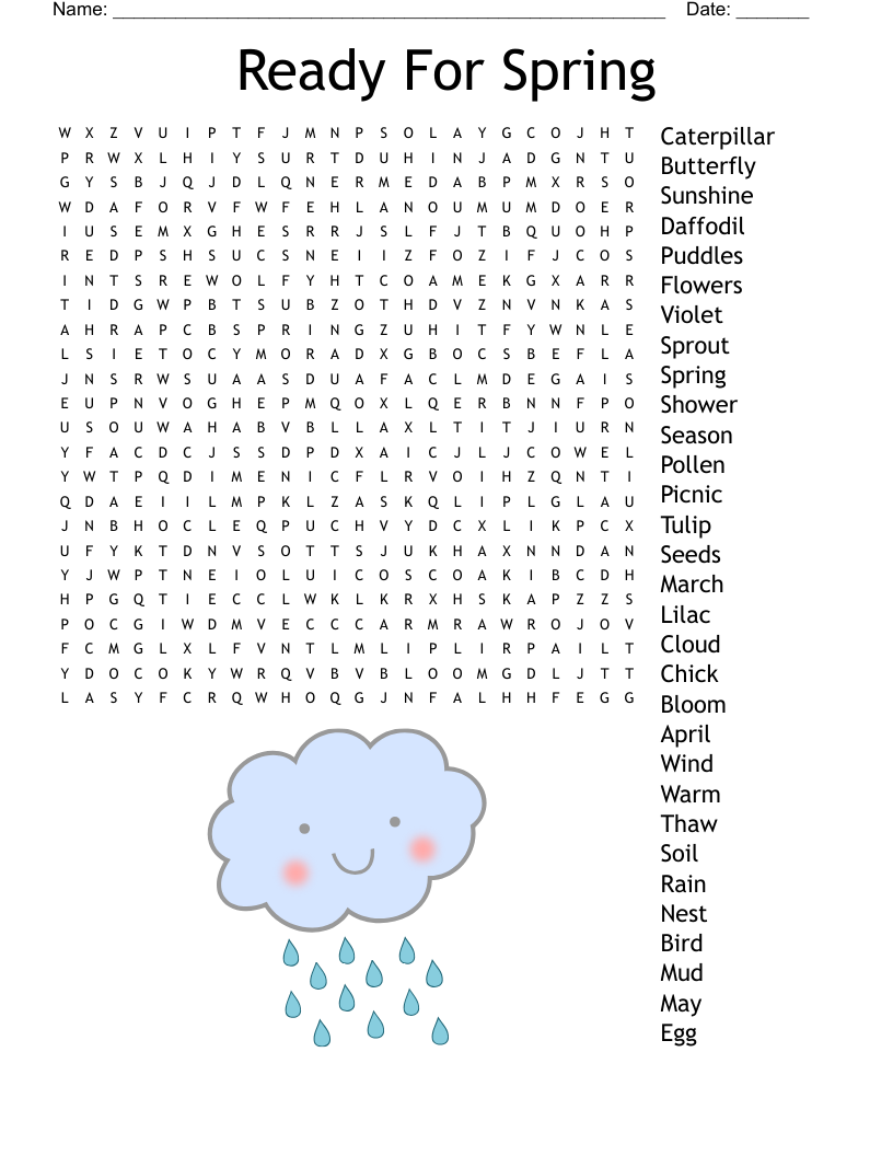 Ready For Spring Word Search WordMint