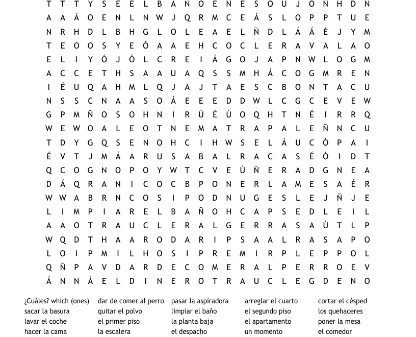 Realidades 1 6B Word Search WordMint