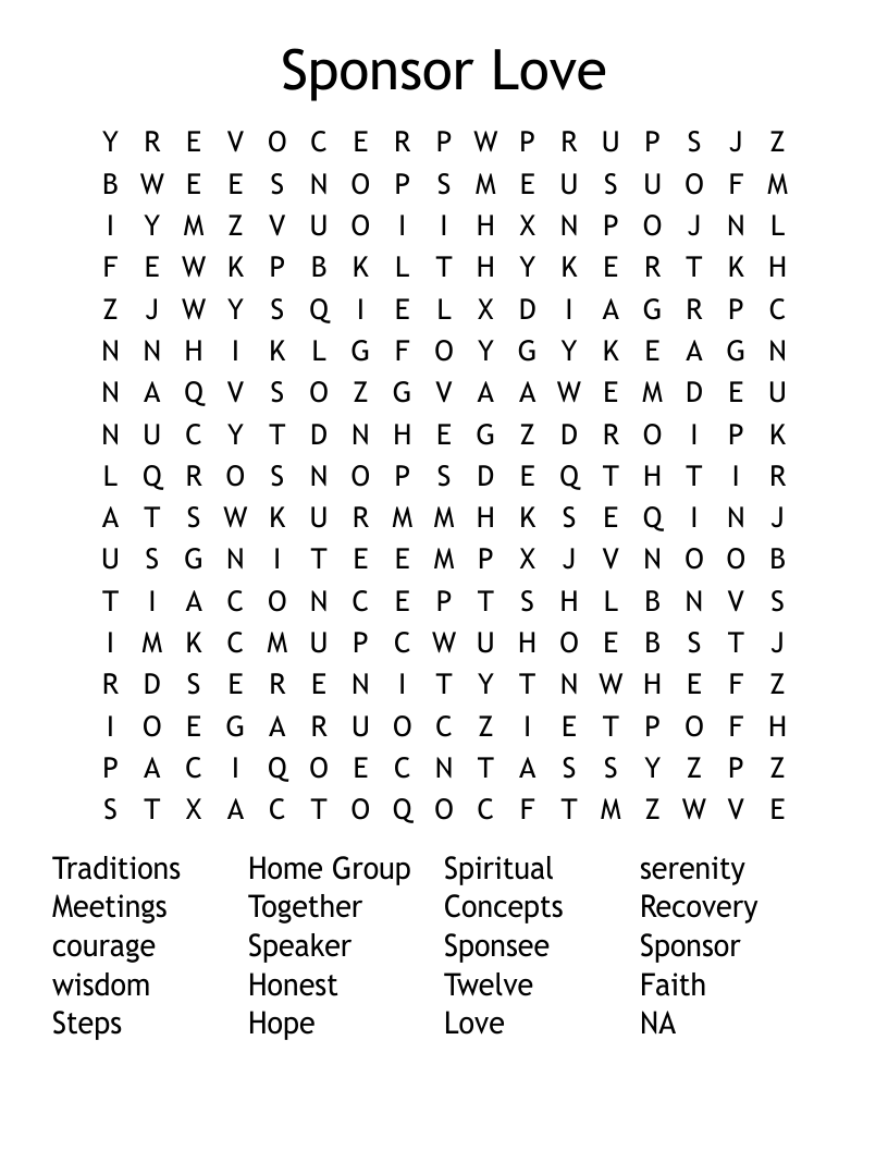 Recovery Word Search Puzzles Printable