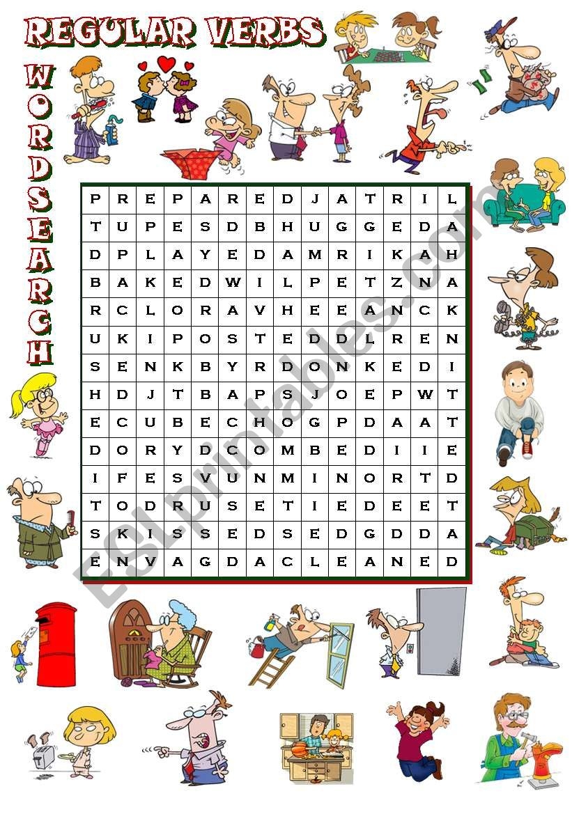Verb Crossword Puzzle Printable Verb Word Search