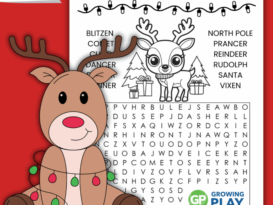 Reindeer Word Search Free Printable Growing Play