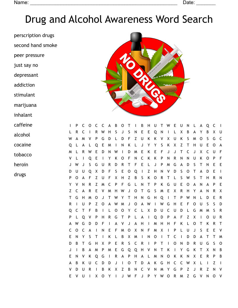 Relapse Prevention Word Search WordMint