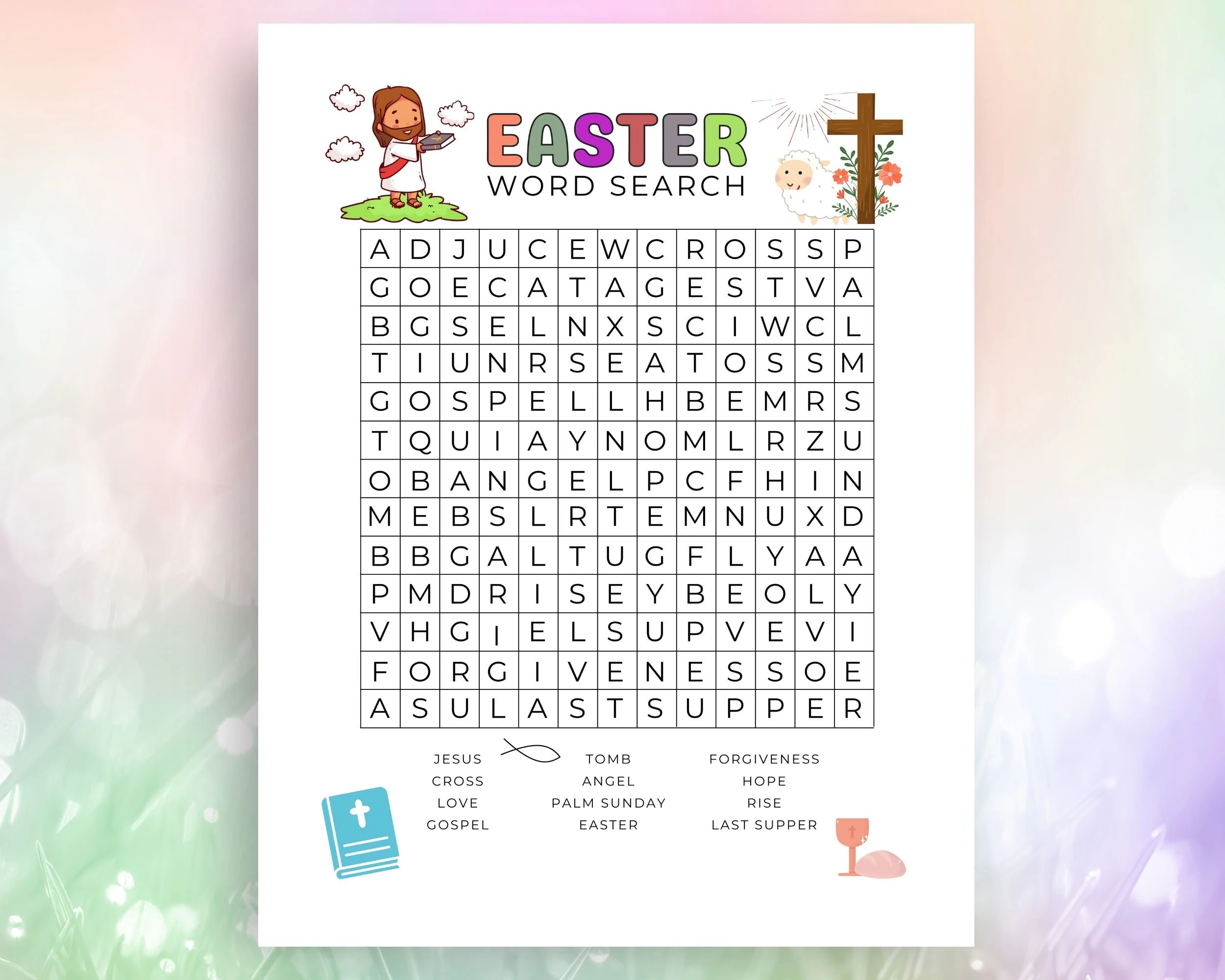 Religious Easter Word Search Printable Preschool Activity Sheet Easter Sunday Church Word Search Kids Easter Puzzle Game Etsy