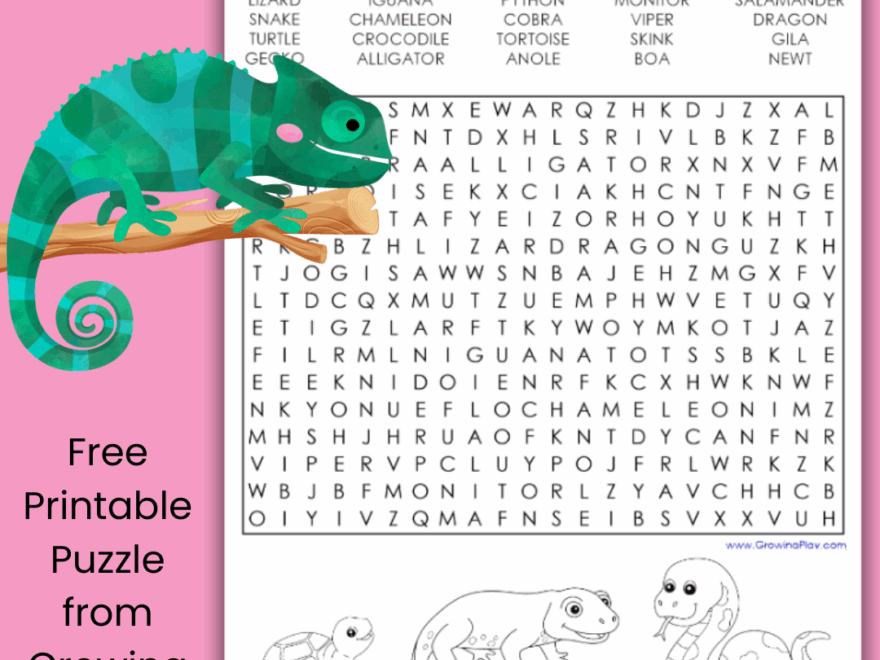 Reptile Word Search Puzzle Free Printable Growing Play