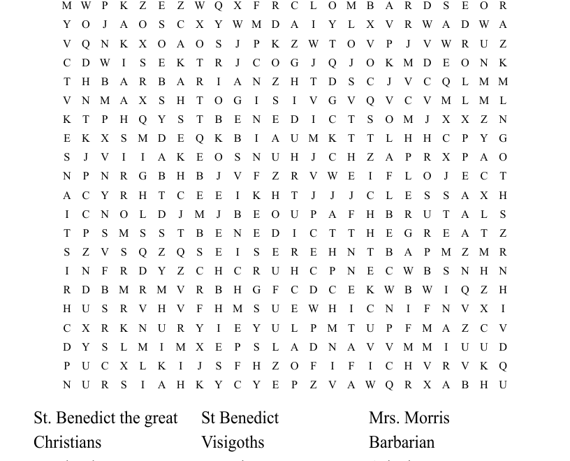 Responding To The Barbarian Invasions Word Search WordMint