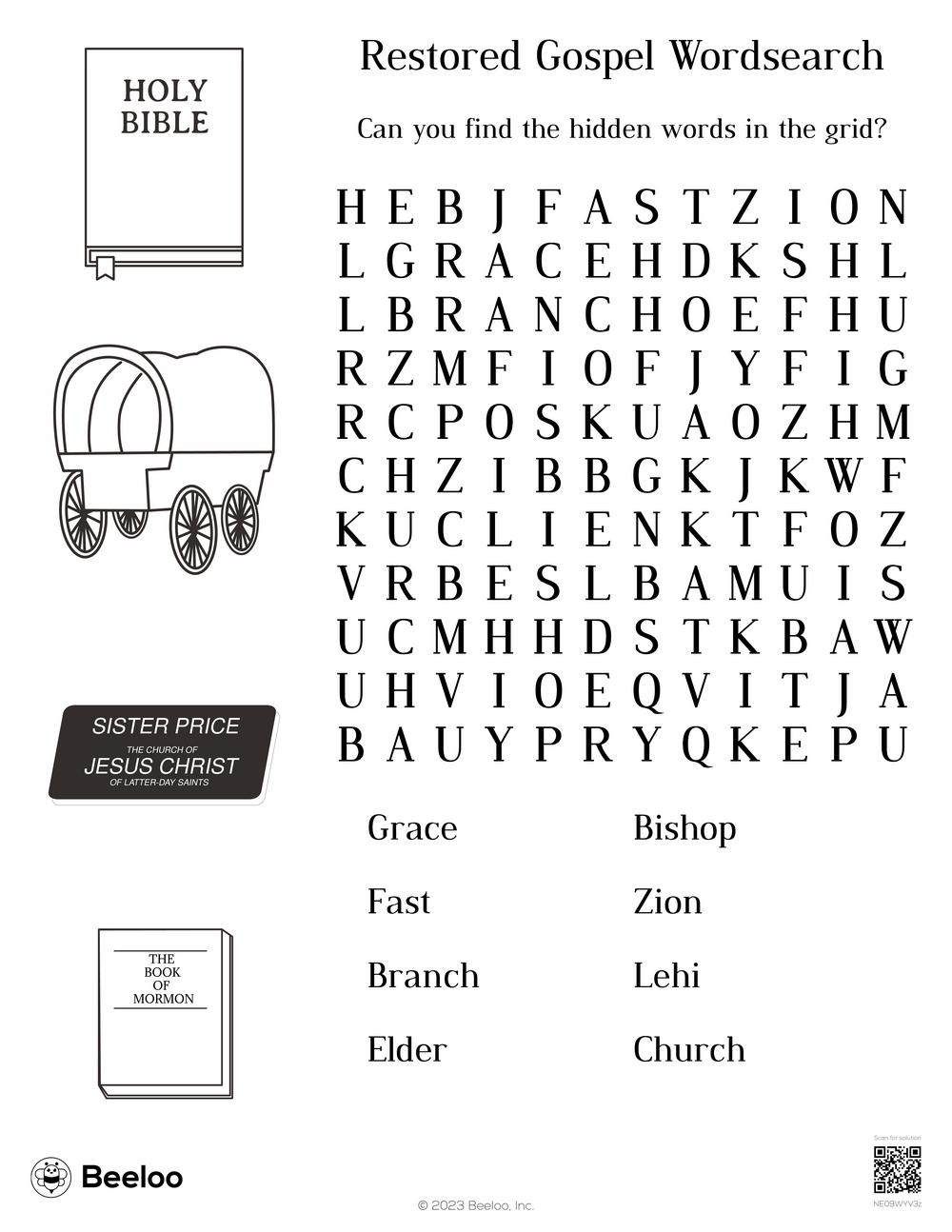 Restored Gospel Wordsearch Beeloo Printable Crafts And Activities For Kids