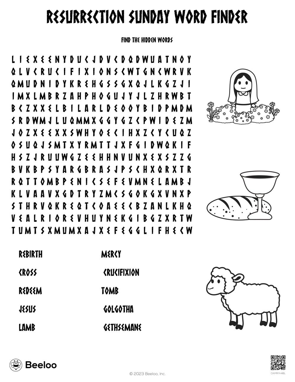 Resurrection Sunday Word Finder Beeloo Printable Crafts And Activities For Kids