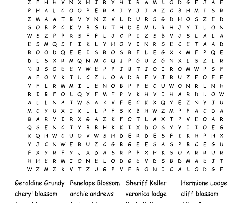 RIVERDALE Word Search WordMint