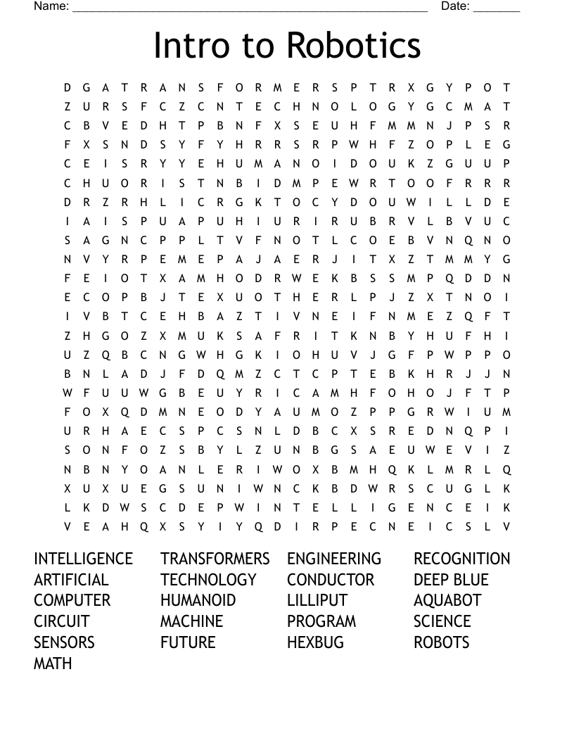 Robot Word Search WordMint