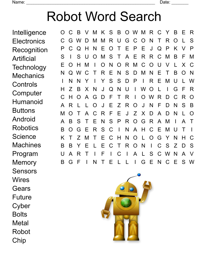 Robot Word Search WordMint