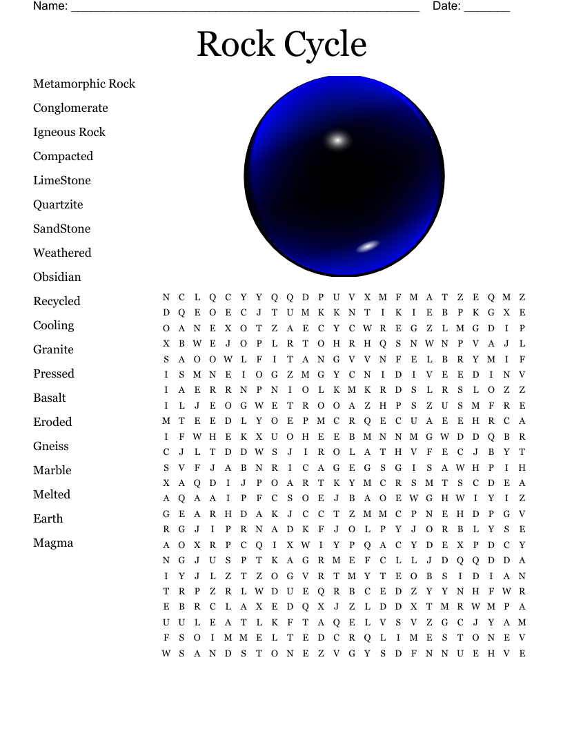 Rock Cycle Word Search WordMint