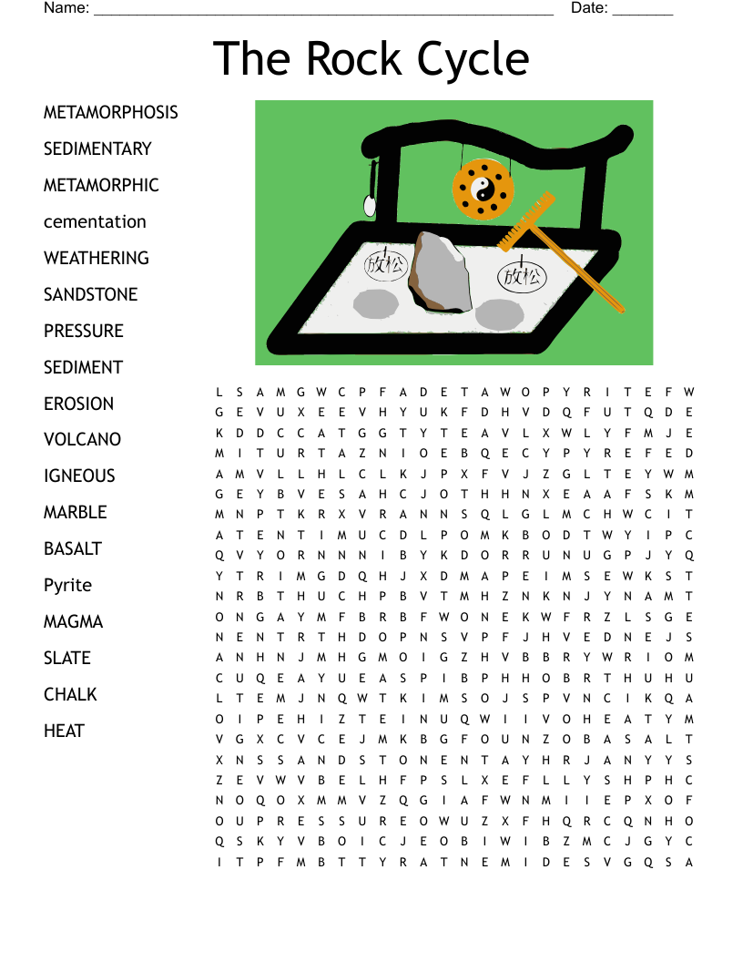 Rock Layers Word Search WordMint