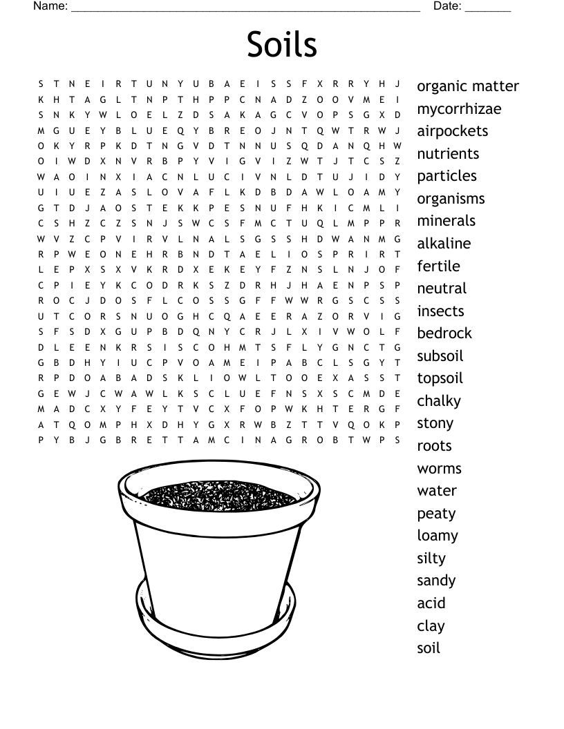 Rocks And Soil Word Search WordMint