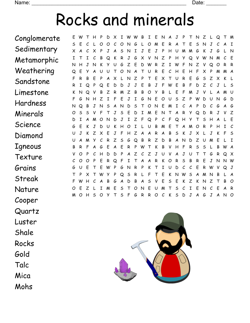 Rocks And Soil Word Search WordMint