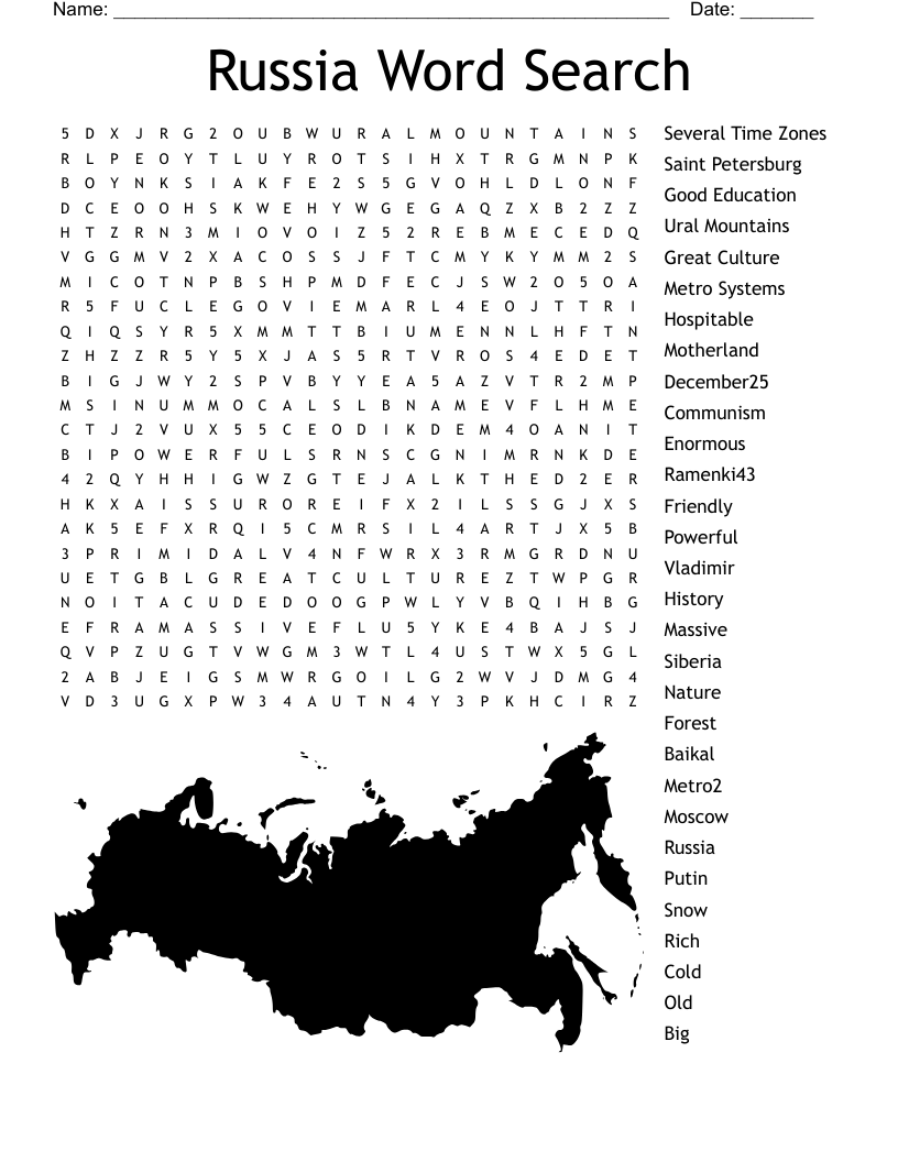 Russia Word Search WordMint Russia Word Search WordMint