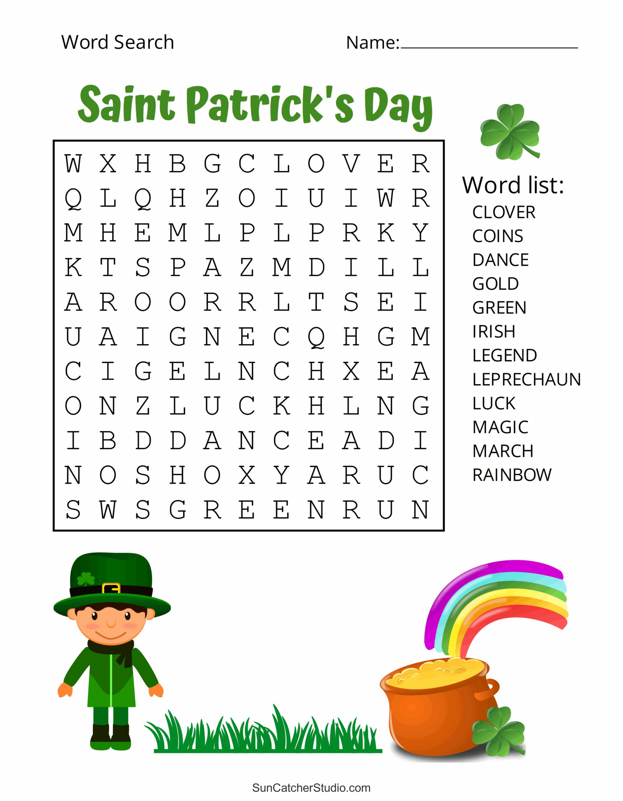 Free Printable St Patrick Day Word Search Puzzles