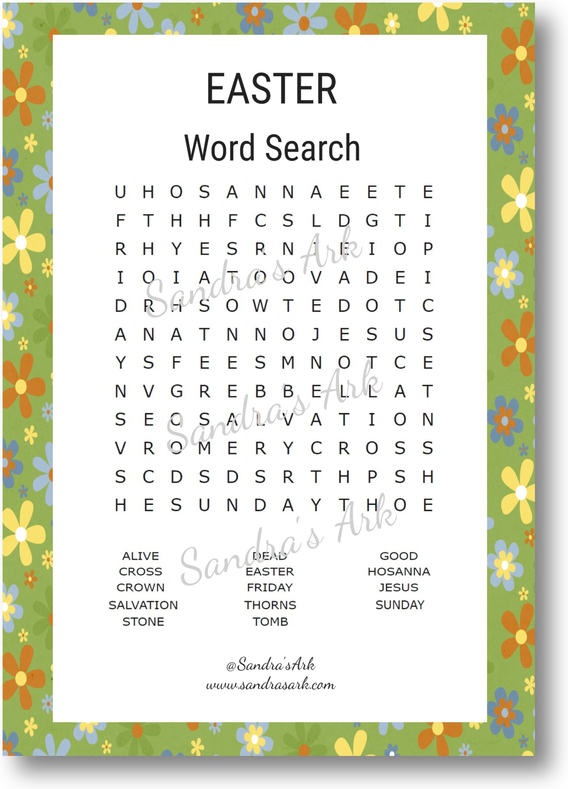Sandra s Ark Easter Word Search Puzzle For Younger Kids FREE PRINTABLE