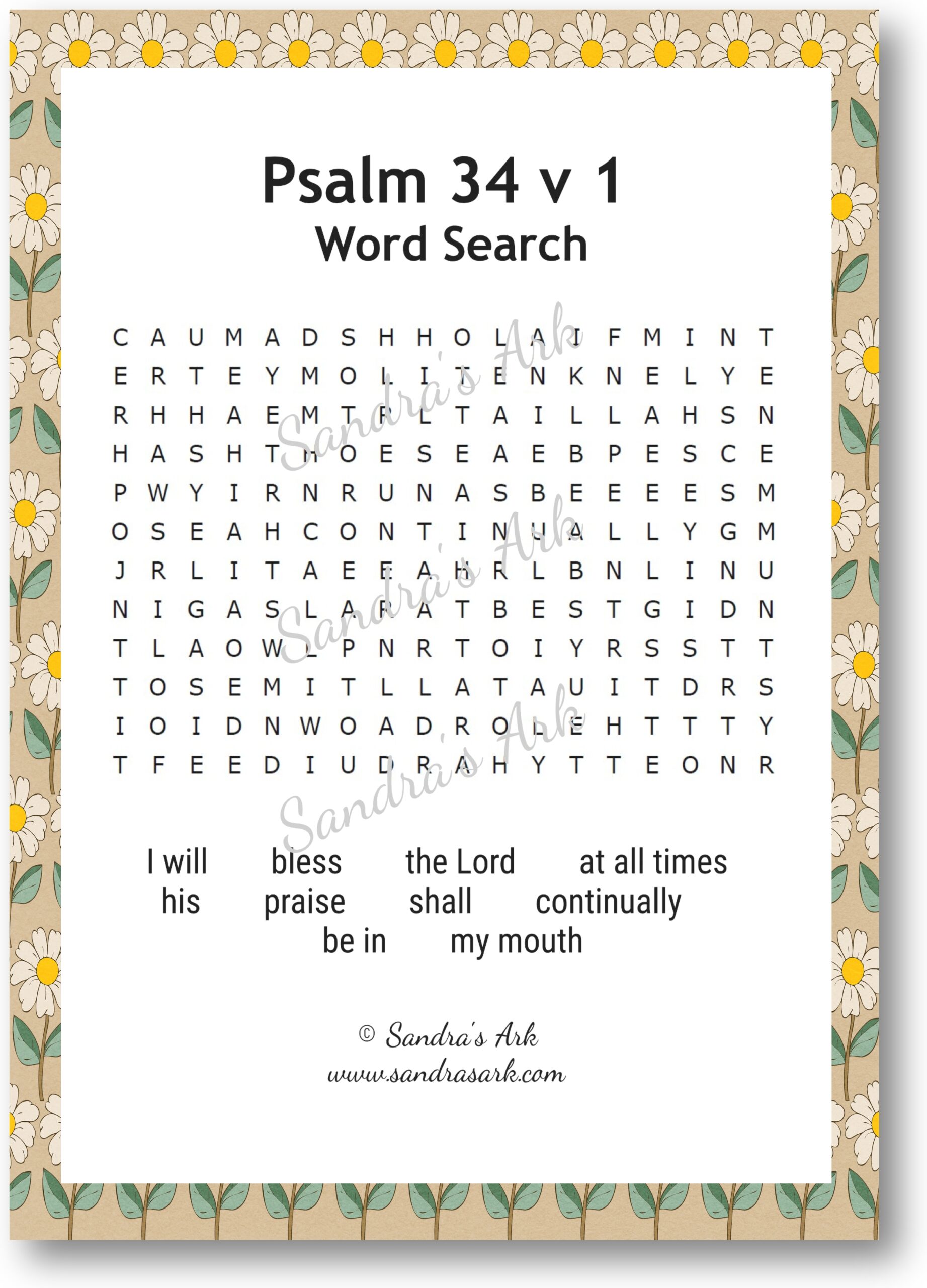 Free Printable Bible Word Search Puzzles