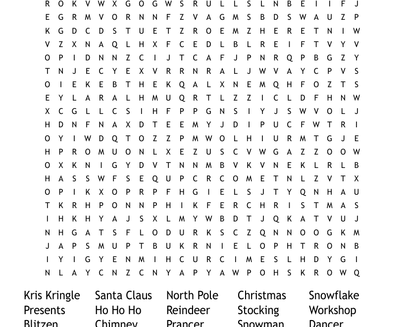 Santa Claus Word Search WordMint