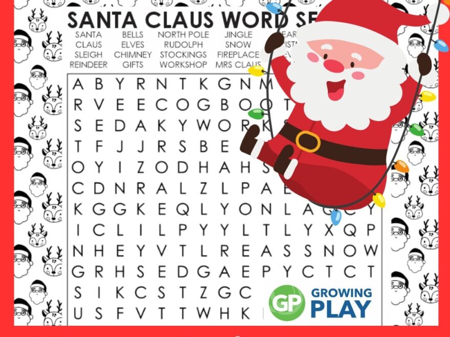 Santa Word Search Printable Free PDF Puzzle For Kids Growing Play