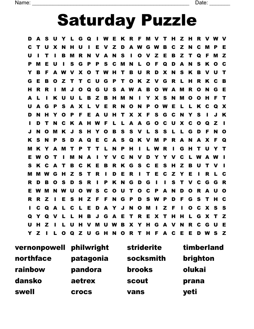 Saturday Puzzle Word Search WordMint