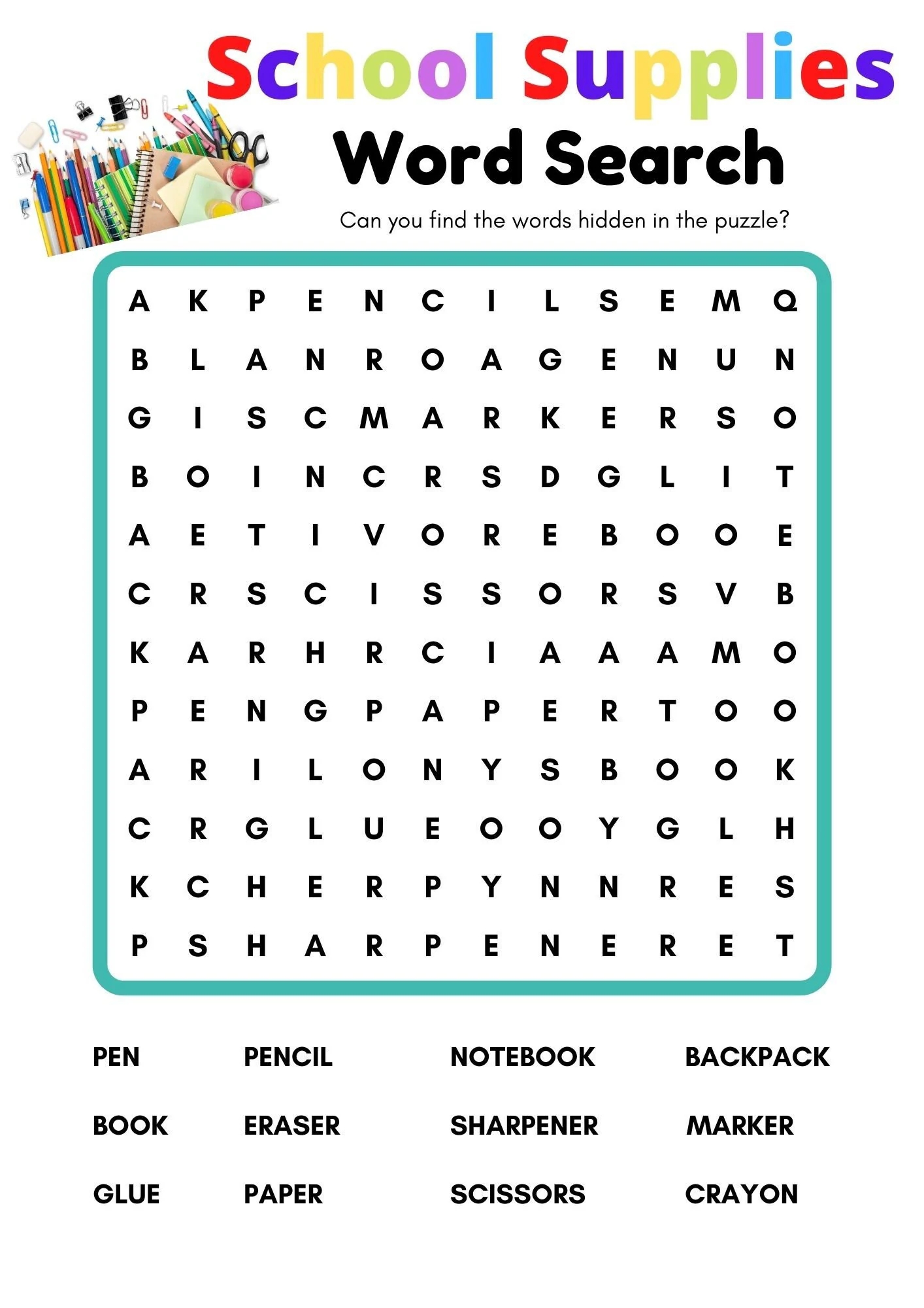 Middle School Word Search Printable Printable Word Scrambles