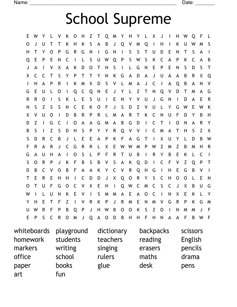 School Supreme Word Search WordMint