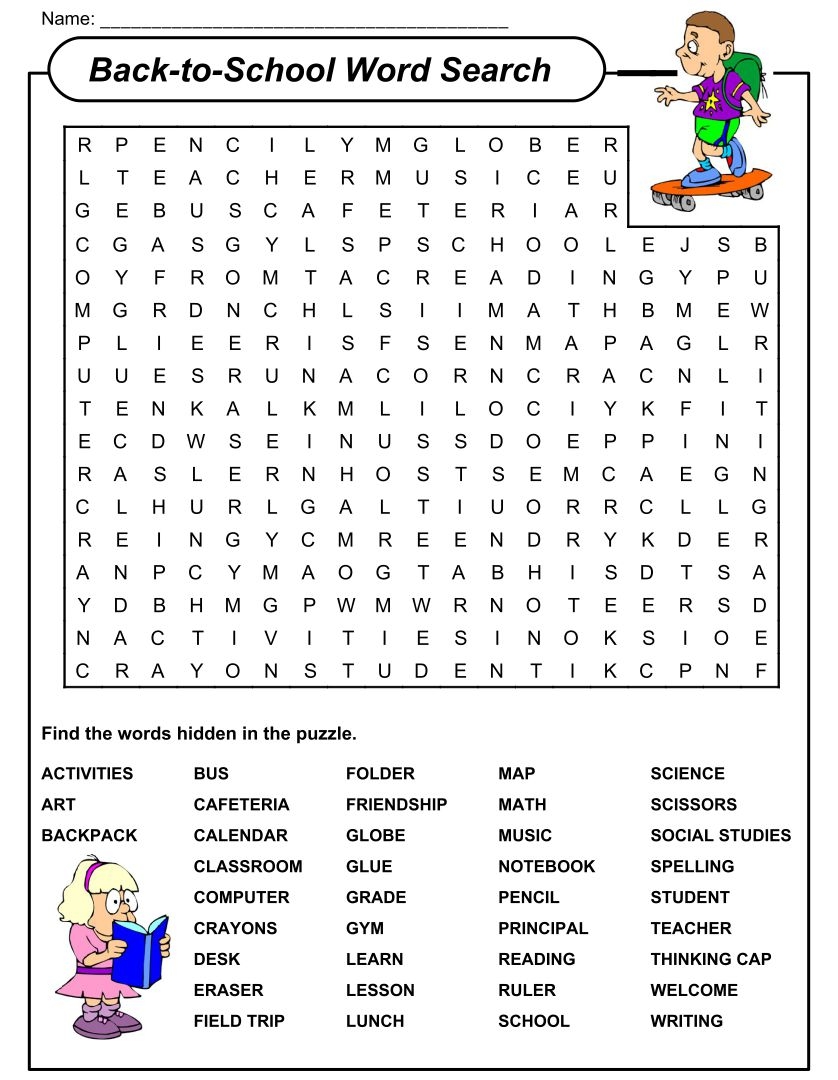 Word Searches Printable Middle School