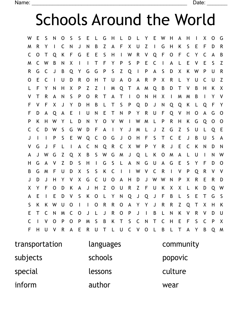 Word Search Printable Languages Of The World