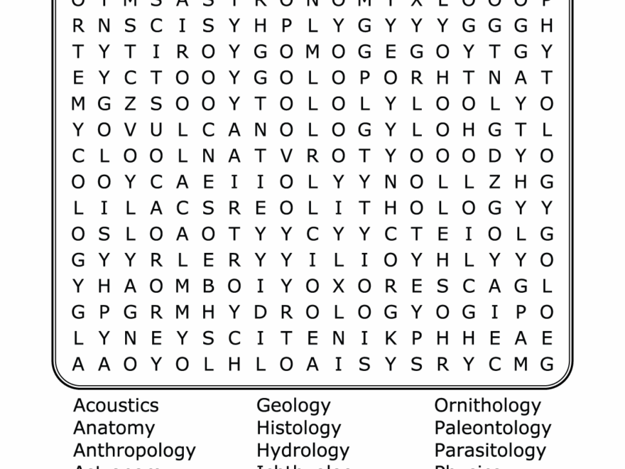 Science Disciplines Word Search