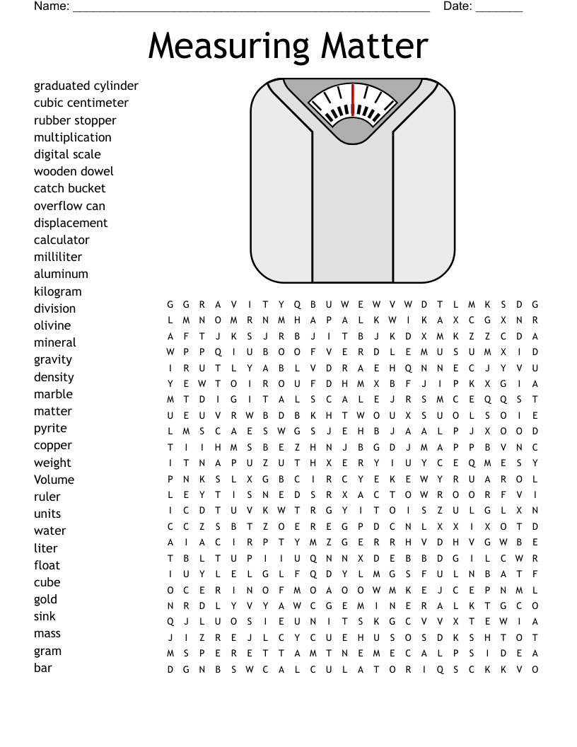 Science Measurements Word Search WordMint