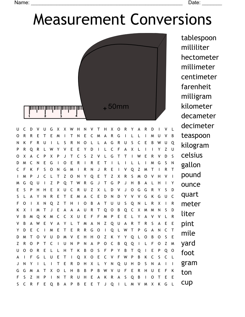 Science Measurements Word Search WordMint