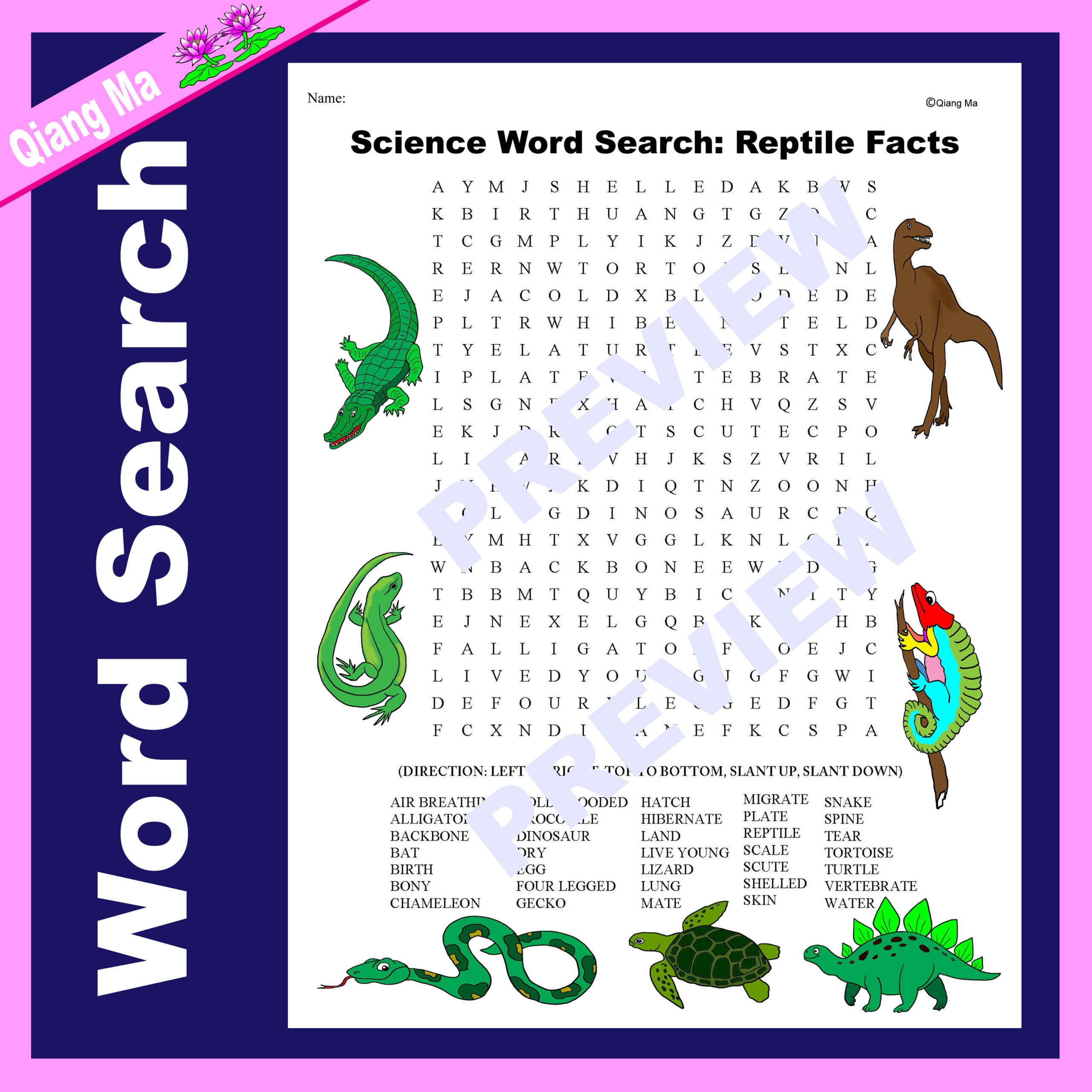 Science Word Search Reptile Facts Made By Teachers