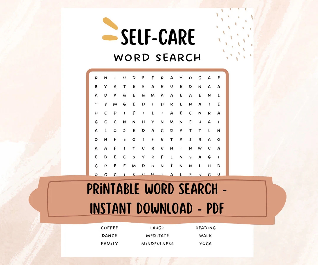 Self care Word Search Printable Mental Health Word Search Therapy Worksheet Feelings Activity Word Search For Teens Kids Etsy