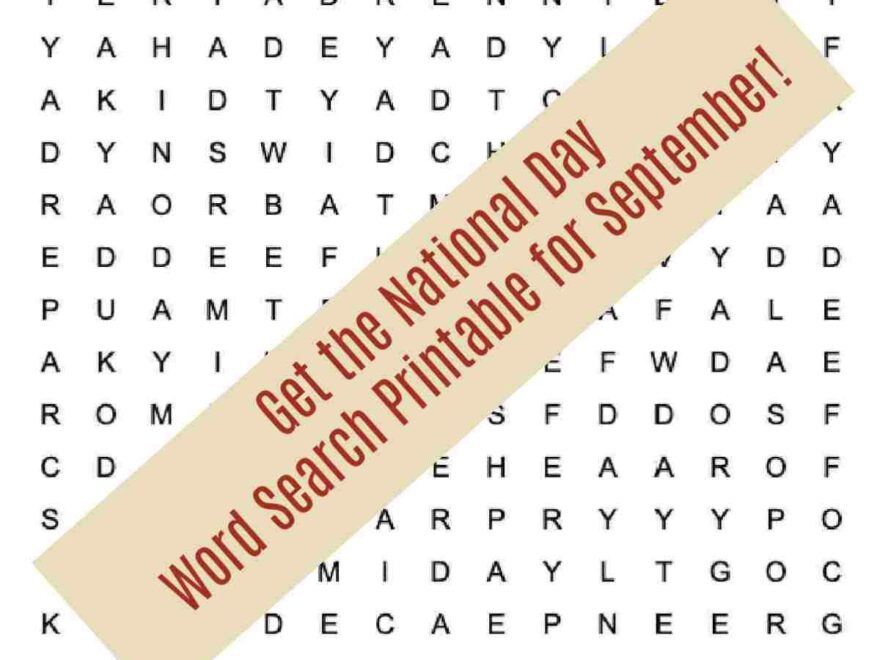 September Word Search Printable Free National Days Word Find