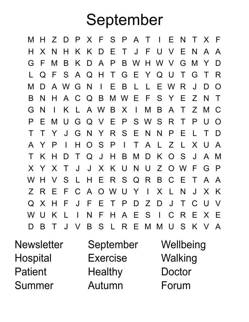 September Word Search WordMint