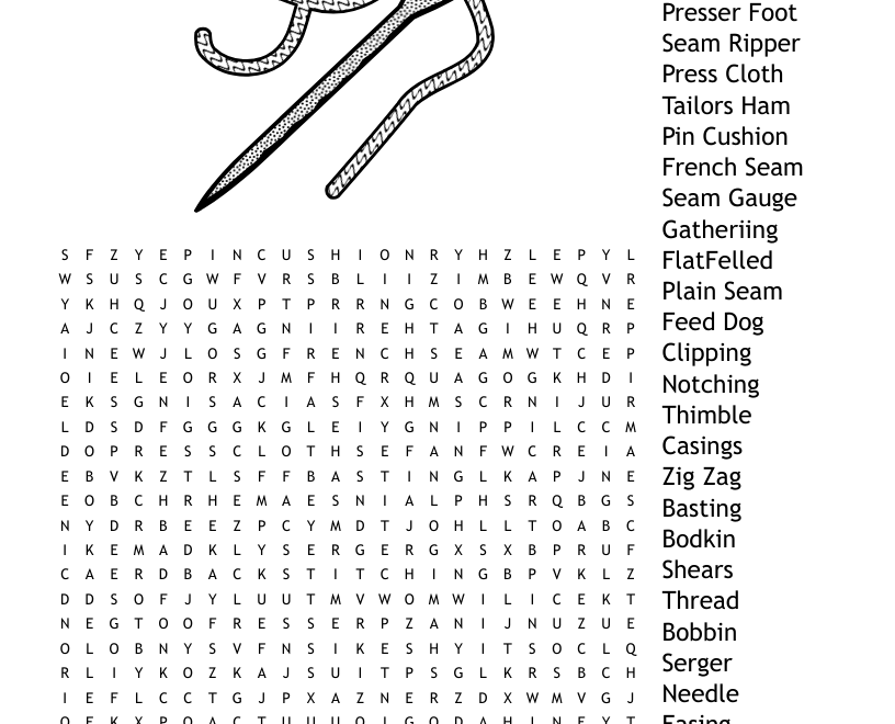 Sewing Tools And Notions Word Search WordMint