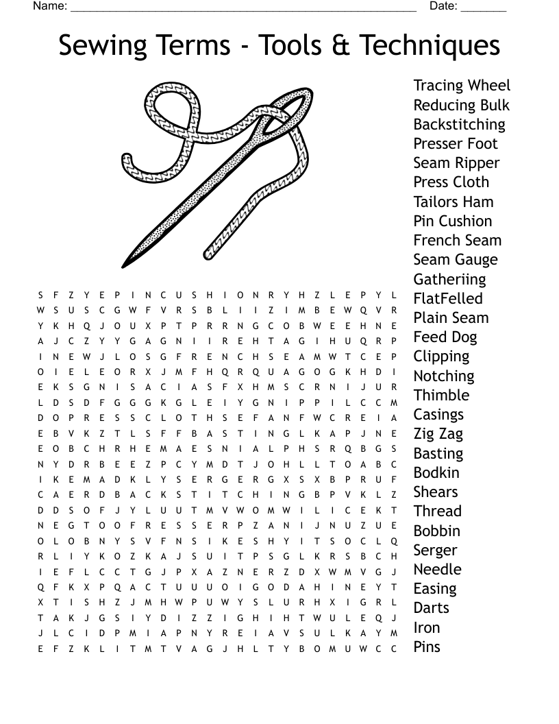 Sewing Tools And Notions Word Search WordMint