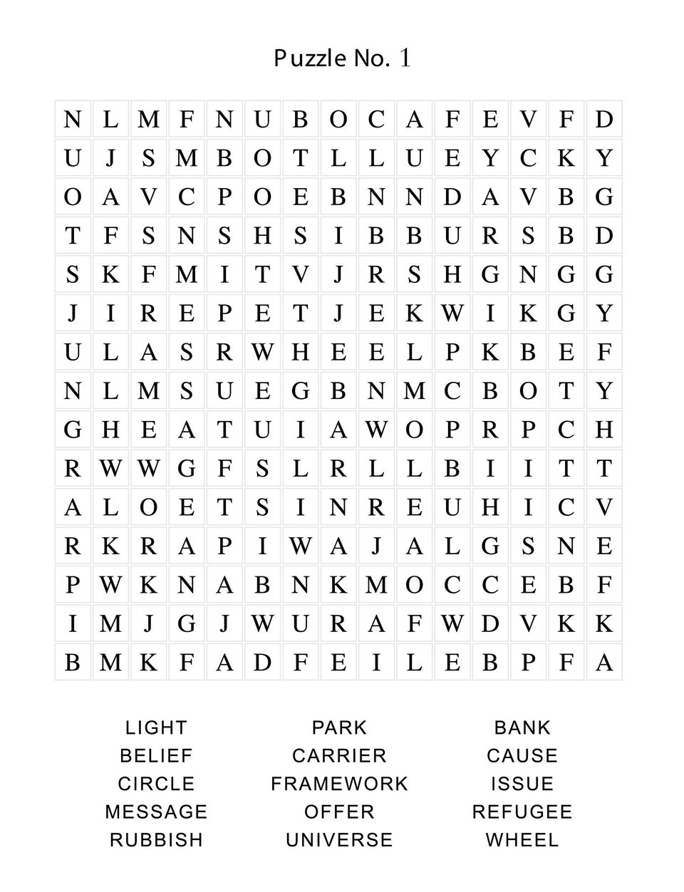 Shaped Word Search Free Printable