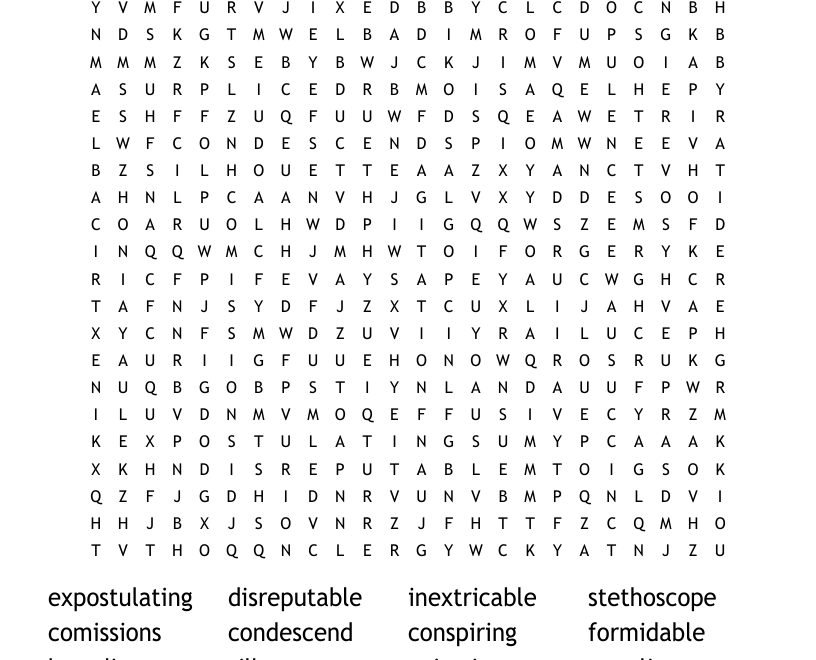 Sherlock Holmes Word Search WordMint