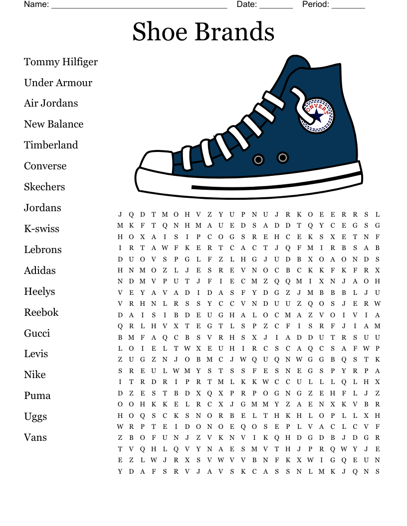 Printable Word Search Clothing Labels
