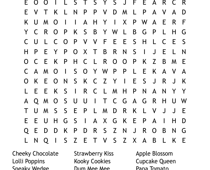 Shopkins Word Search WordMint