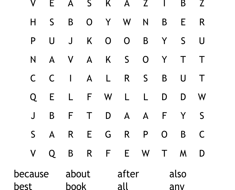 SIGHT WORDS FIRST GRADE LEVEL Word Search WordMint
