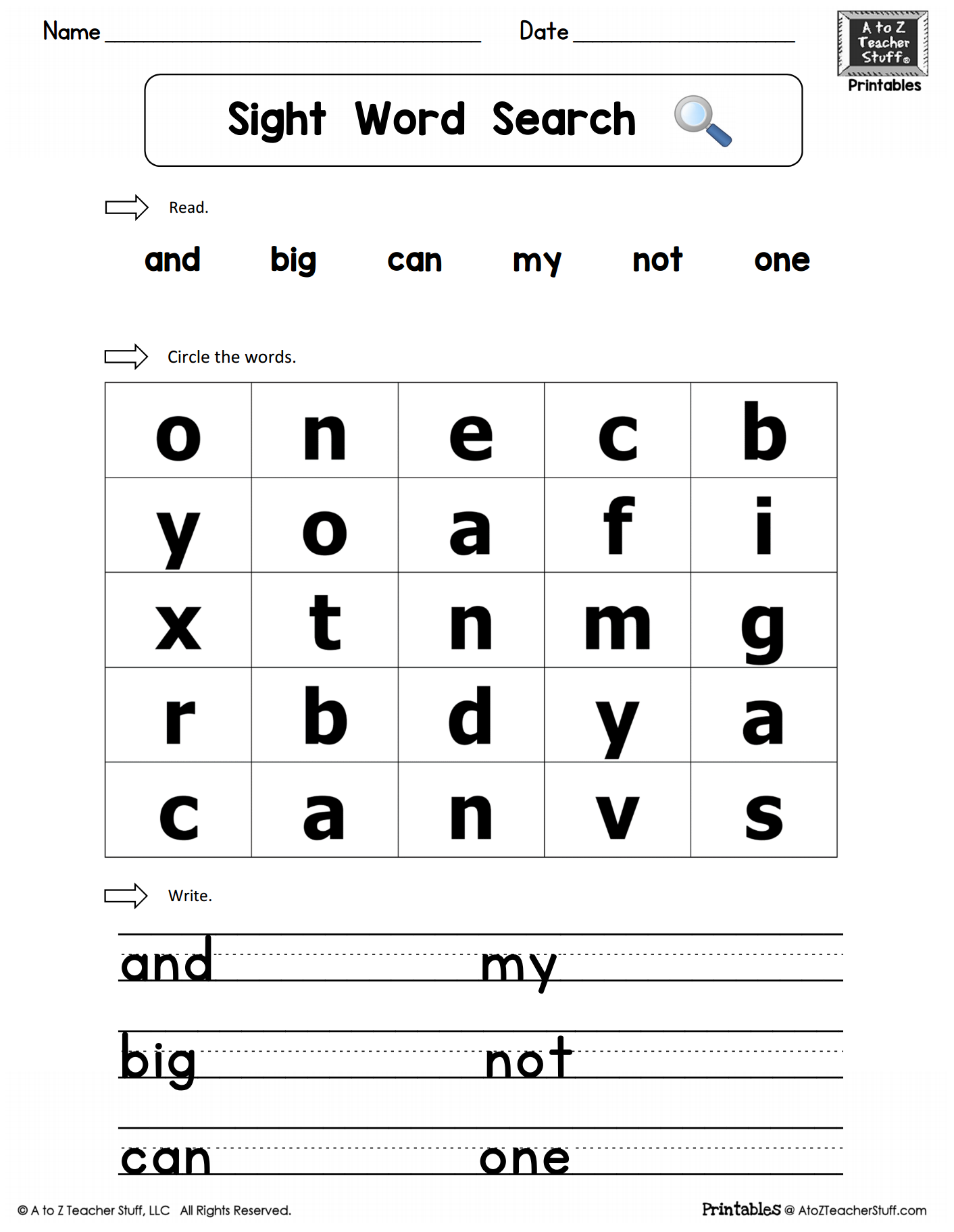 Word Search Printable For Kindergarten