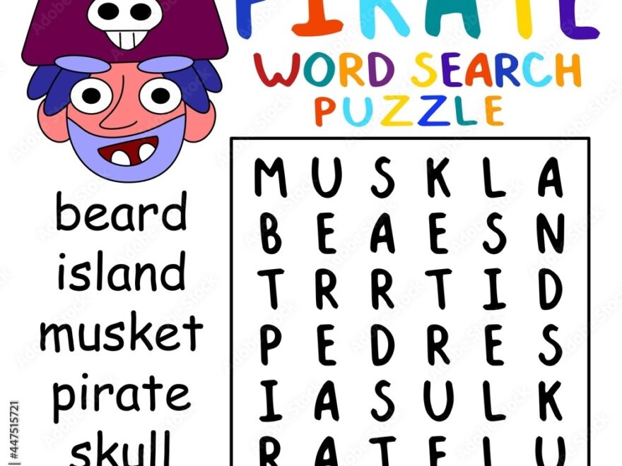 Simple Pirate Word Search Puzzle For Children Vector Illustration Funny Word Game In English With Cartoon Pirate Colorful Printable Worksheet Stock Vector Adobe Stock