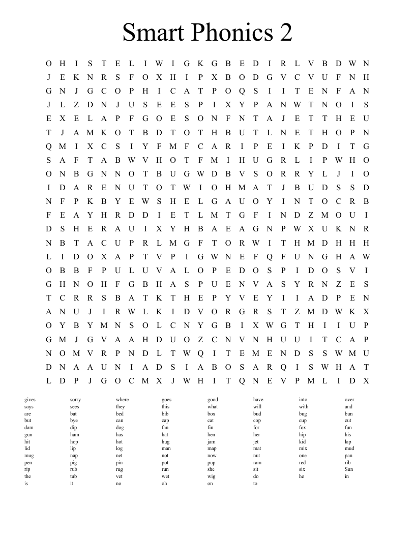 Smart Phonics 2 Word Search WordMint