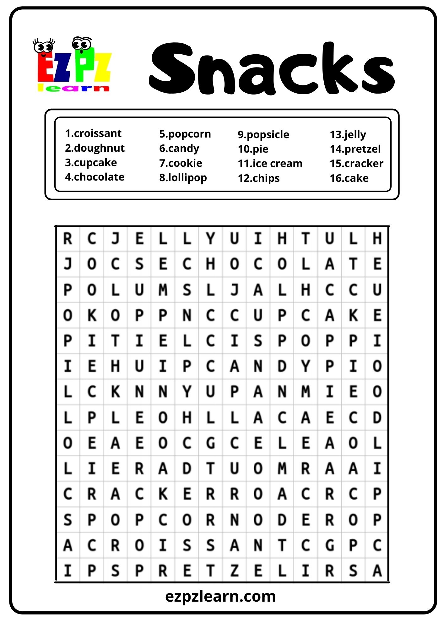 Ice Cream Word Search Printable