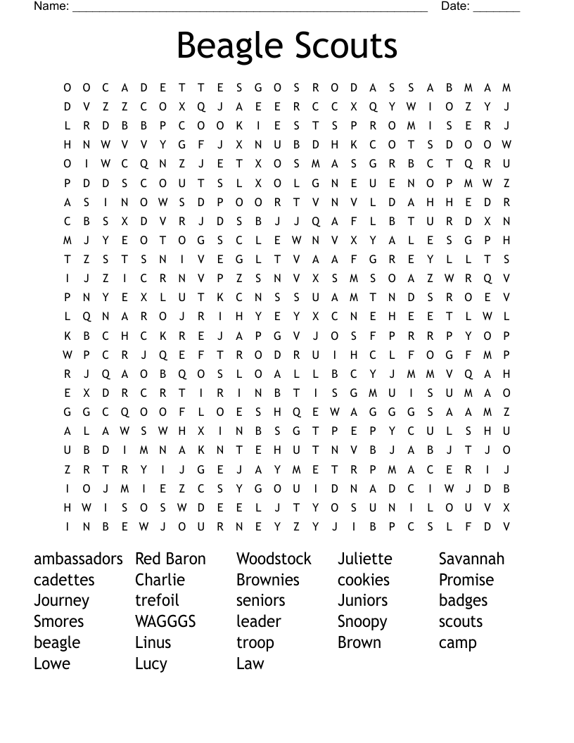 Snoopy Snacks Word Search WordMint