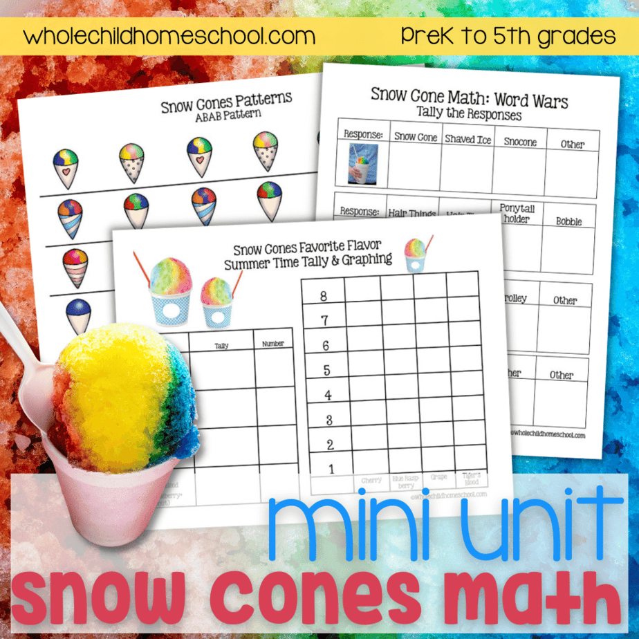 Snow Cones Summer Math Unit Printables 